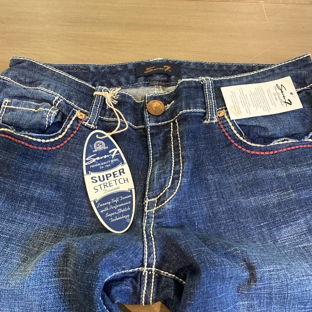 Seven‎ 7 NWT Women's Jeans Studded Pockets Embroidery Wide Leg Size 8 - Picture 12 of 13